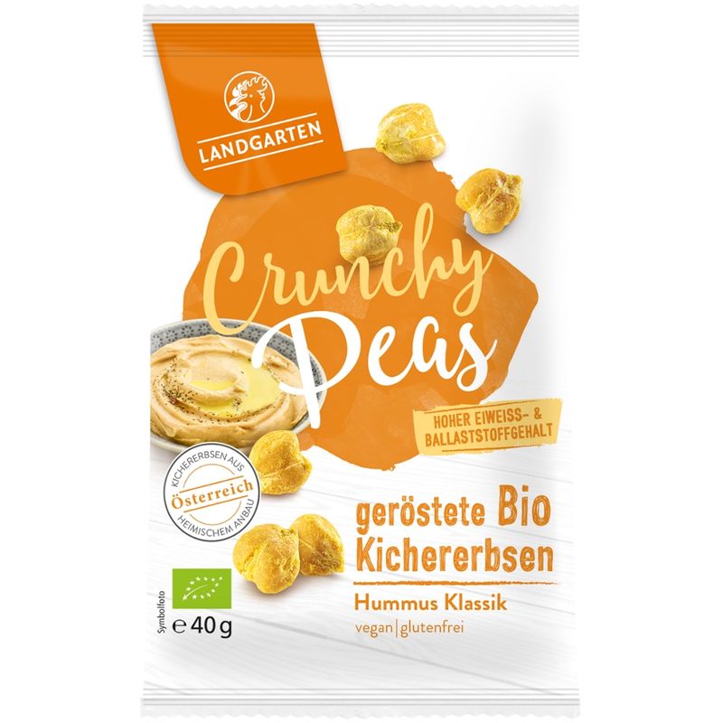 Landgarten Bio Crunchy Peas Hummus Klassik 40g - Produktbild