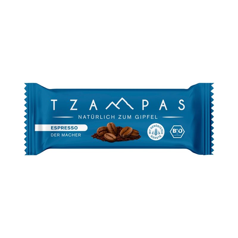 TZAMPAS TZAMPAS Energieriegel Espresso - Der Macher. Natürlich zum Gipfel. Mit gerösteter Gerste und Espressobohnen. - Produktbild