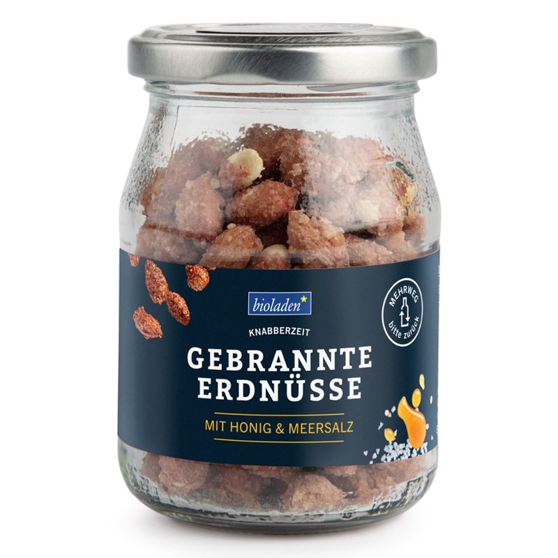 bioladen Gebrannte Erdnüsse mit Honig & Meersalz im Pfandglas - Produktbild