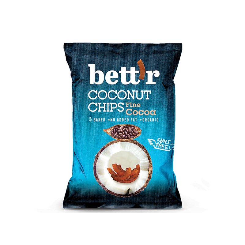 Bett'r Bio Kokosnuss-Chips mit Kakaopulver,  Bett’r, 40g - Produktbild