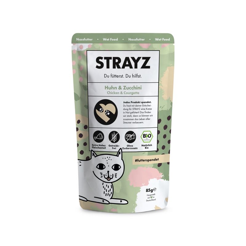 STRAYZ STRAYZ Katze Nassfutter Huhn & Zucchini BIO, 85g - Produktbild