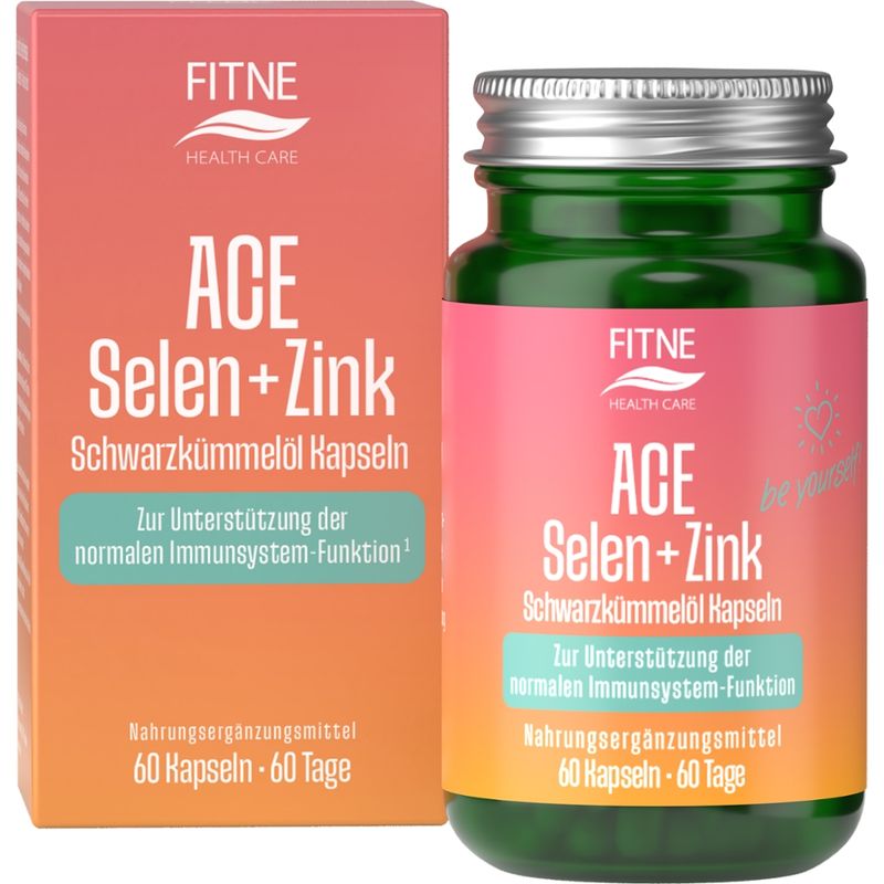 Fitne ACE + Selen + Zink Schwarzkümmelöl Kapseln, 60 Kps. á 555 mg - Produktbild