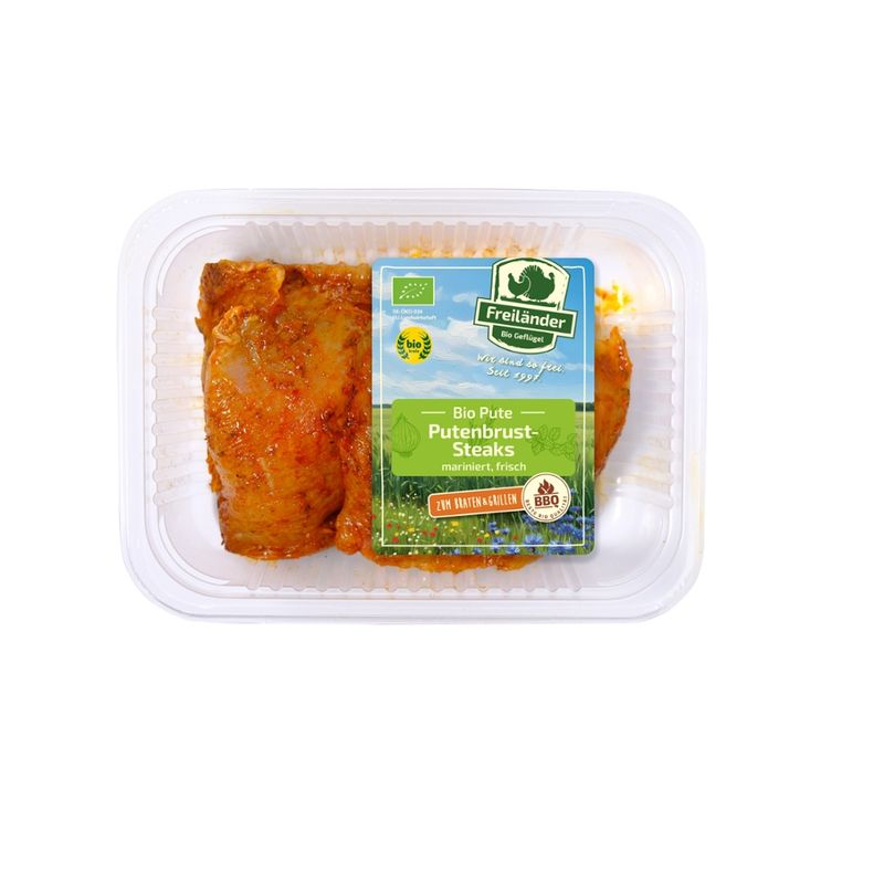Freiländer Bio Geflügel Putenbruststeak, mariniert Paprika, MAP, ca. 350 g, frisch - Produktbild