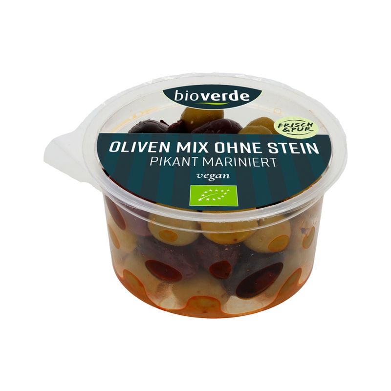 bio-verde Oliven Mix ohne Stein – pikant mariniert  125 g - Produktbild