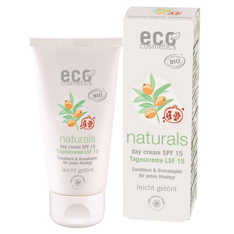 eco cosmetics Gesichtscreme LSF 15 getönt mit Granatapfel und Sanddorn - Produktbild