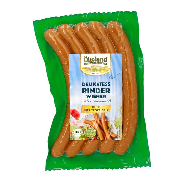 ÖKOLAND Delikatess Rinder-Wiener mit Sonnenblumenöl - Produktbild