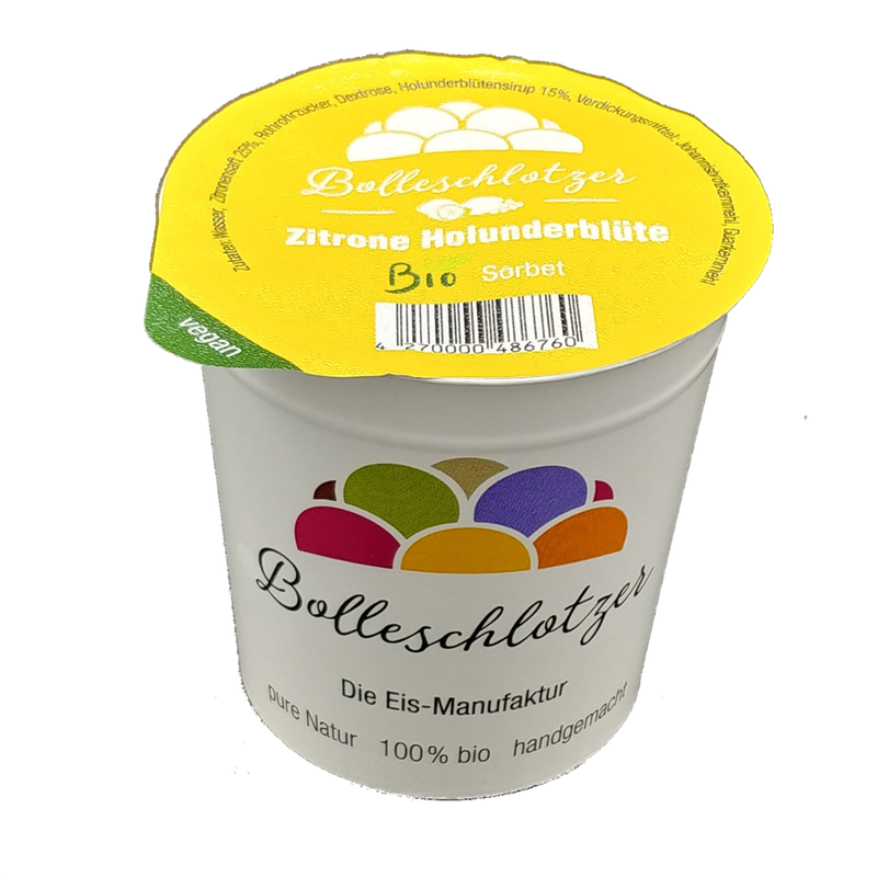 Bolleschlotzer Zitrone Holunderblüte Bio-Sorbet 140 ml Becher - Produktbild