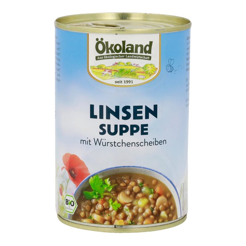 ÖKOLAND Linsensuppe mit Würstchenscheiben - Produktbild