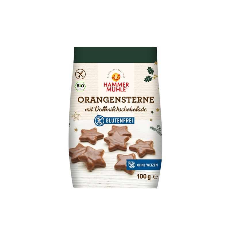 Hammermühle Bio Orangensterne in Vollmilchschokolade, gf - Produktbild