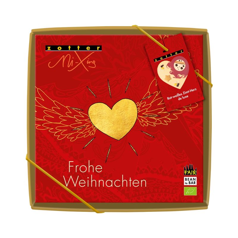 Zotter Schokolade Rot-weißes Zimt-Herz de luxe - Produktbild