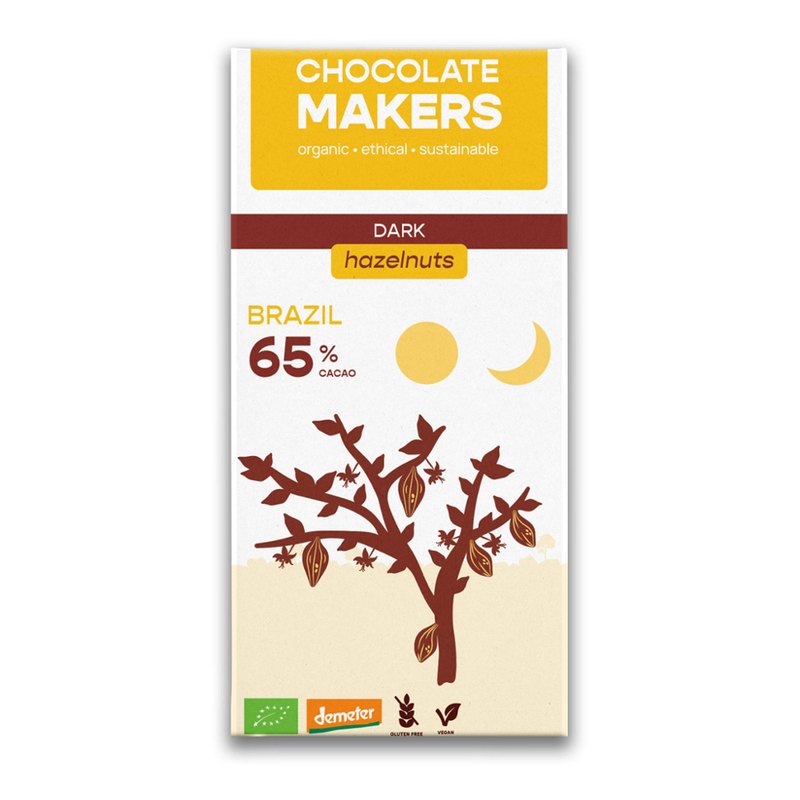 Chocolatemakers Demeter Brasilien Pur 65% mit Haselnüssen - Produktbild