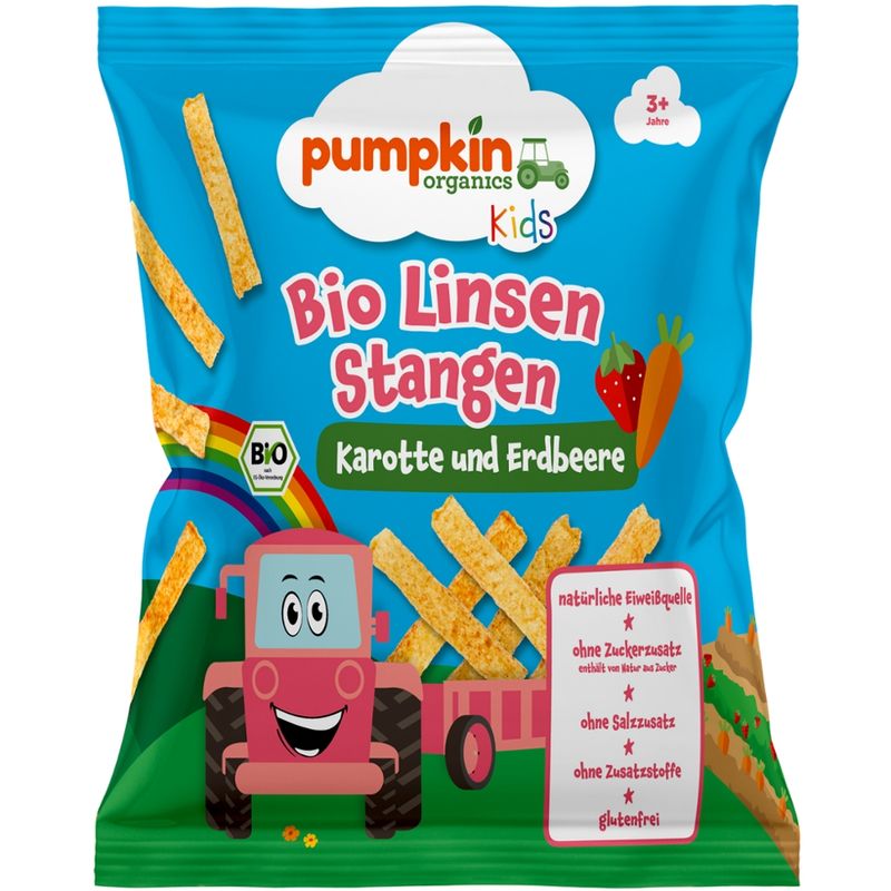 Pumpkin Organics Bio Linsen Stangen Karotte und Erdbeere - Produktbild