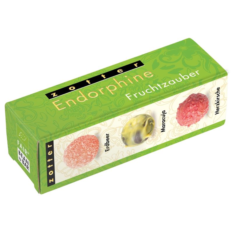 Zotter Schokolade Endorphine Fruchtzauber - 3 Kugeln - Produktbild