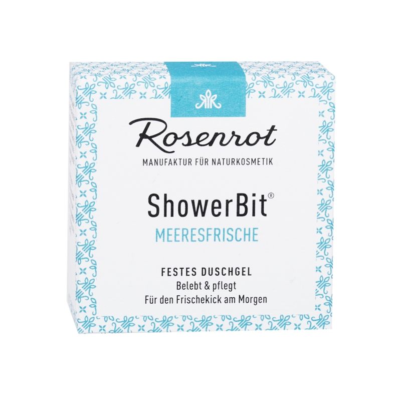 Rosenrot Naturkosmetik ShowerBit® - festes Duschgel Meeresfrische - 55g - in Schachtel - Pflegedusche für den Kick am Morgen. - Produktbild