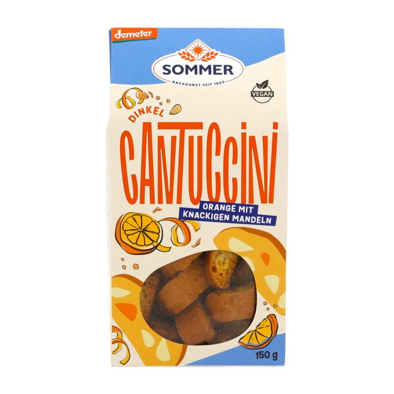 SOMMER BACKKUNST SEIT 1864 Demeter Dinkel Cantuccini Orange 150g - Produktbild