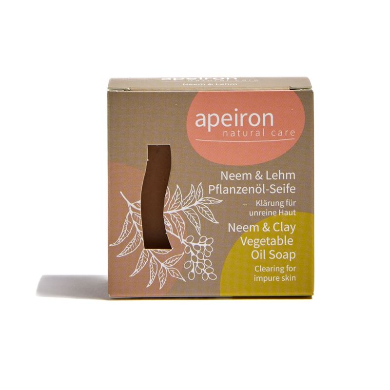Apeiron Apeiron Pflanzenöl-Seife NEEM+LEHM - palmölfrei - Produktbild