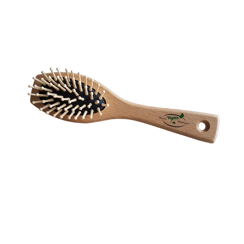 Braun & Wettberg Feinbürstenmanufaktur HAARBÜRSTE, KLEIN OVAL, HOLZSTIFTE MIT NOPPEN - Produktbild