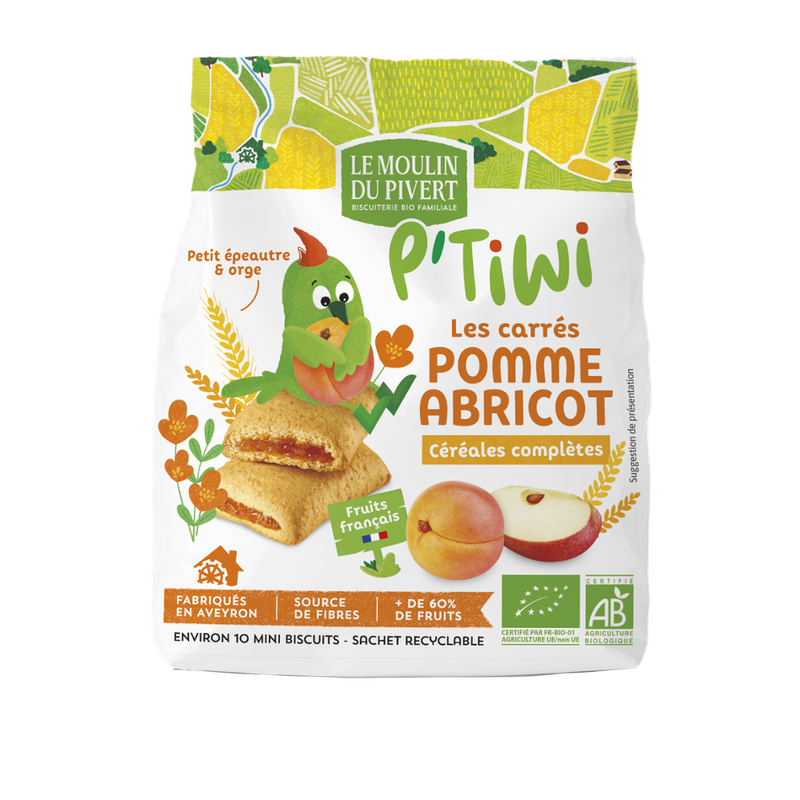 Le Moulin du Pivert Vollkornkekse mit Apfel- und Aprikosenfüllung (47,9%) - Produktbild