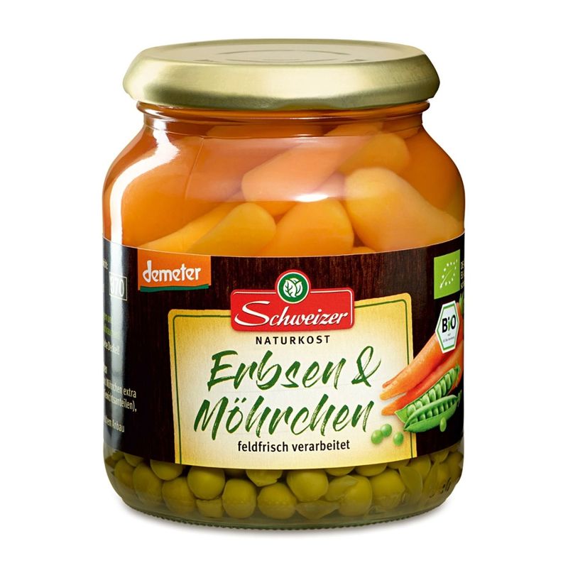Schweizer demeter Erbsen mit Möhrchen - Produktbild