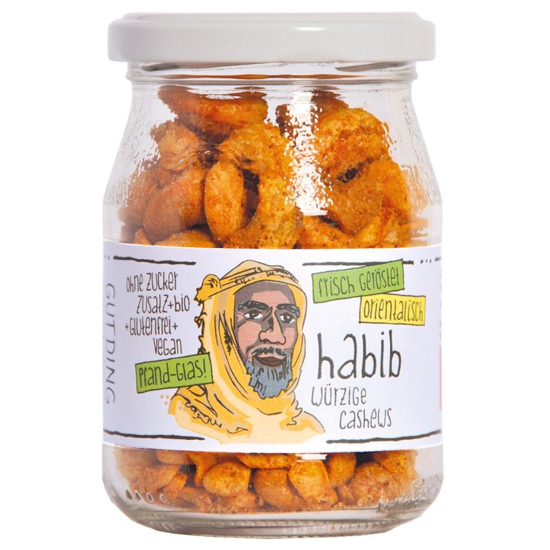 GUTDING Habib - geröstete Bio-Cashews orientalisch im Pfandglas, ohne Zuckerzusatz, glutenfrei & vegan - Produktbild