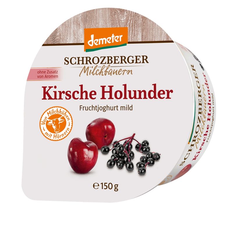 Schrozberger Milchbauern demeter Fruchtjoghurt mild  Kirsche-Holunder - Produktbild