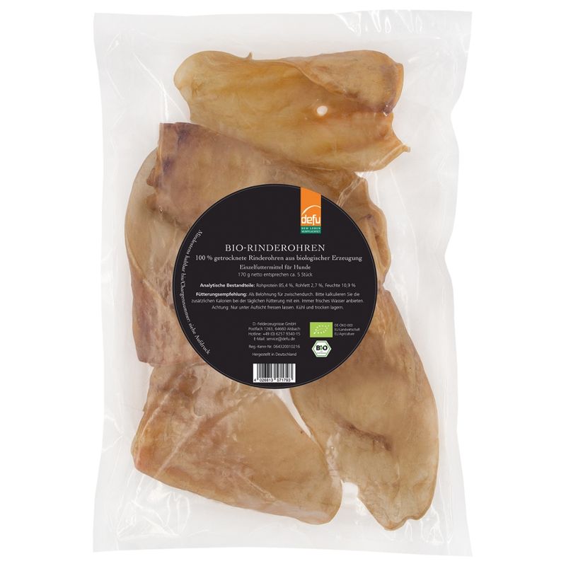 defu - Das Tierfutter vom Bio-Bauern Bio-Rinderohren getrocknet - Produktbild