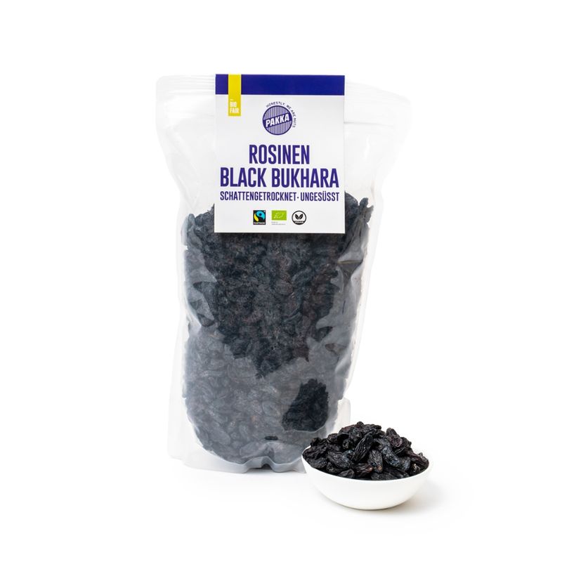 Pakka Black Bukhara Rosinen getrocknet, Bio & Fairtrade, 1kg - Produktbild