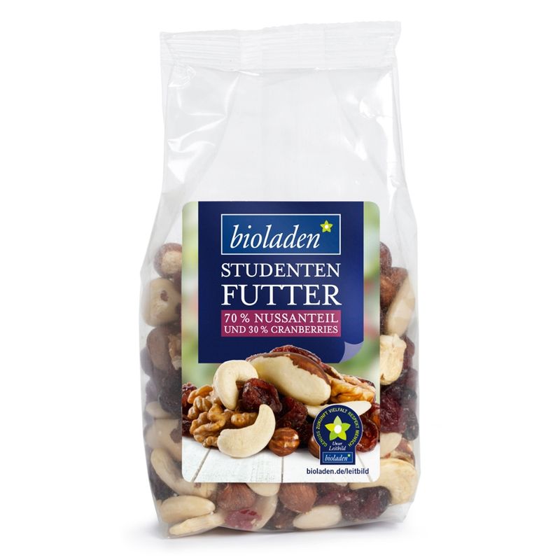 bioladen Studentenfutter 70 % Nussanteil mit Cranberries - Produktbild