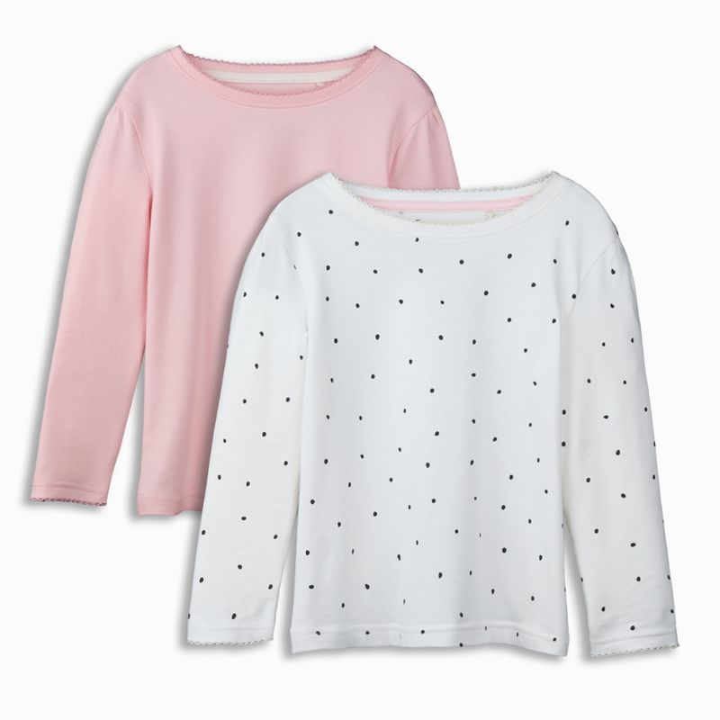 LIVING CRAFTS Mädchen-Langarmshirt, 2er Pack, light rose/dots, 98/104 - Produktbild