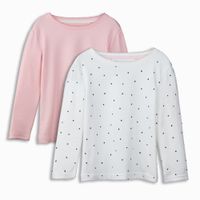 Mädchen-Langarmshirt, 2er Pack, light rose/dots - Produktbild