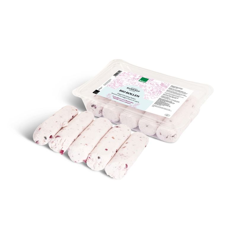 Hofkäserei Burghof  Ziegenfrischkäse Rollen - Preiselbeere & Wacholder - Produktbild