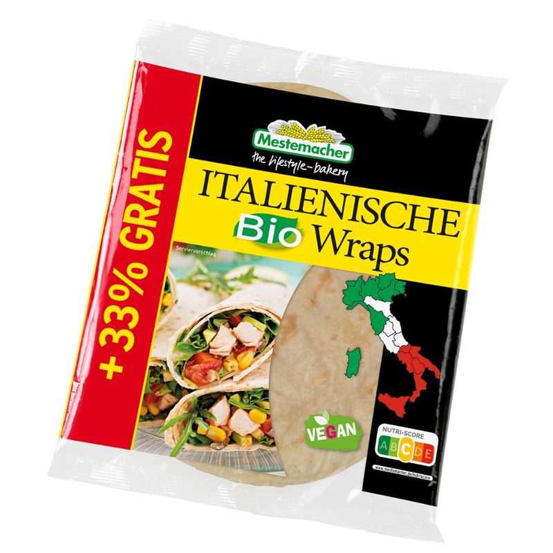 Mestemacher GmbH Italienische Bio Wraps 4 Stck./300 g - Produktbild