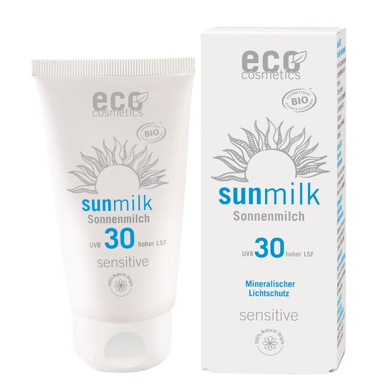 eco cosmetics Sonnenmilch LSF 30 mit Himbeere und Granatapfel - Produktbild