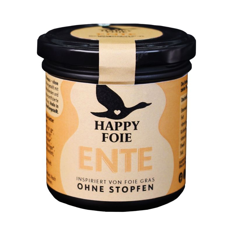 Happy Foie Happy Foie - Ente, bio ; Hergestellt mit großer Sorgfalt und der Leber von freilaufenden und glücklichen Tieren ist Happy Foie die bio-zertifizierte Alternative zu konventioneller Foie Gras. Kulinarischer Genuss ohne Stopfen und mit gutem Gewissen. - Produktbild