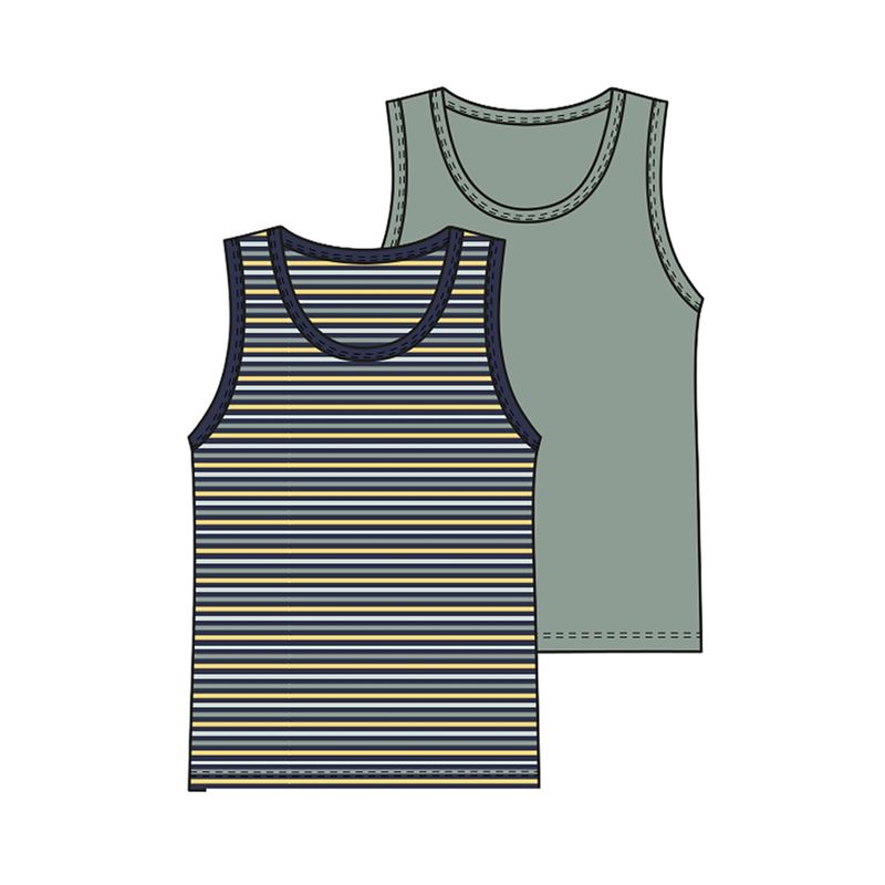 LIVING CRAFTS Jungen-Unterhemd, 2er-Pack, D049 striped/iceberg green, 110/116 - Produktbild