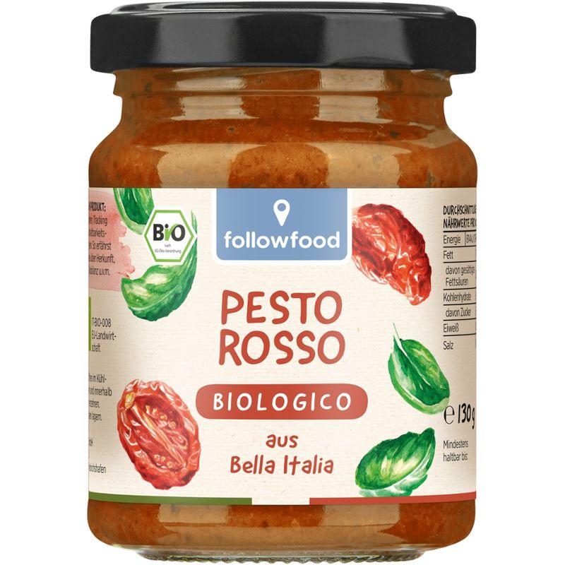 followfood Bio Pesto Rosso mit Tomaten, Nüssen und Käse - Produktbild