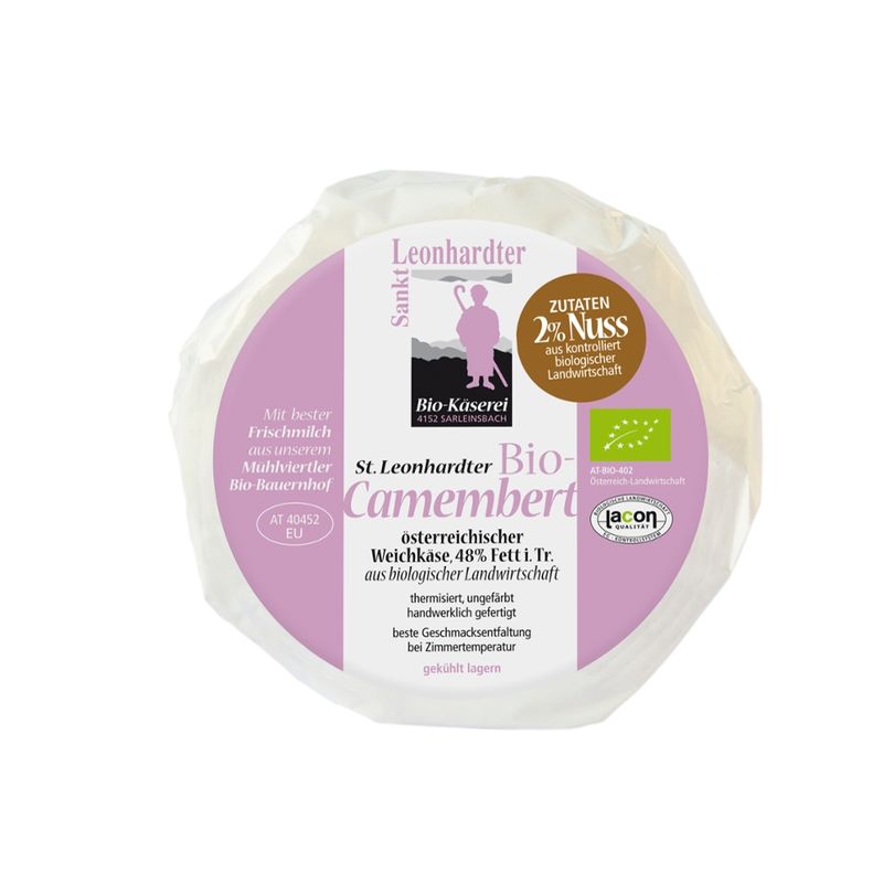 Biokäserei St. Leonhard St. Leonhardter Camembert Nuss, Weichkäse aus dem Mühlviertel - Produktbild
