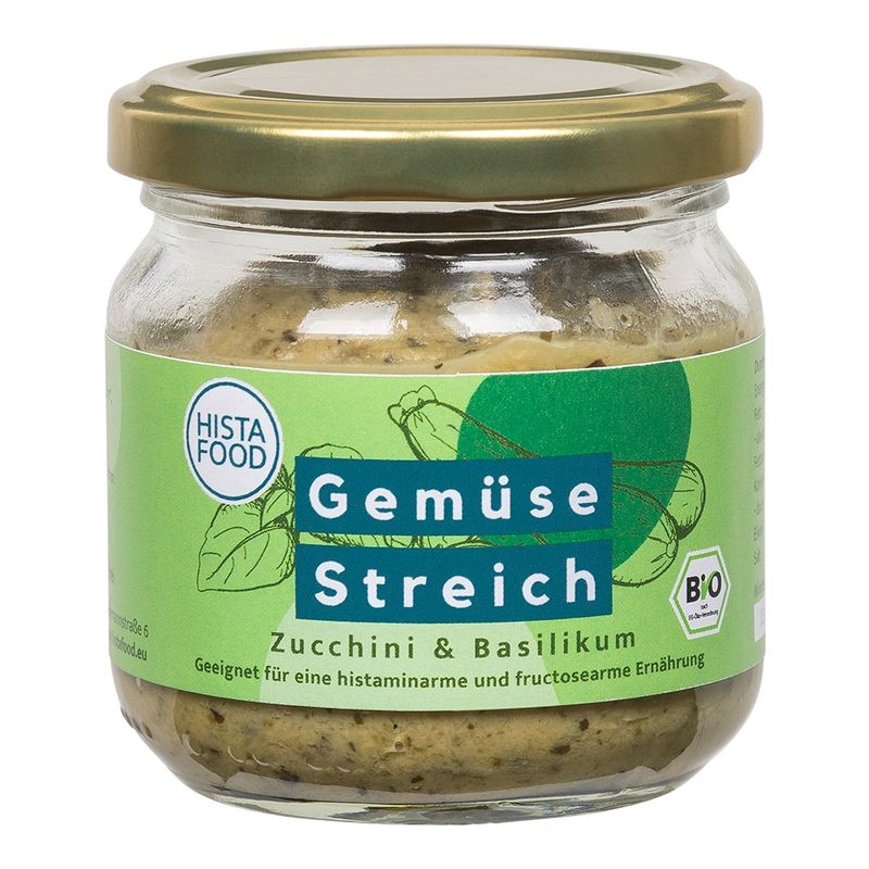 HistaFood Bio GemüseStreich mit Zucchini und Basilikum, geeignet für eine histaminarme Ernährung - Produktbild