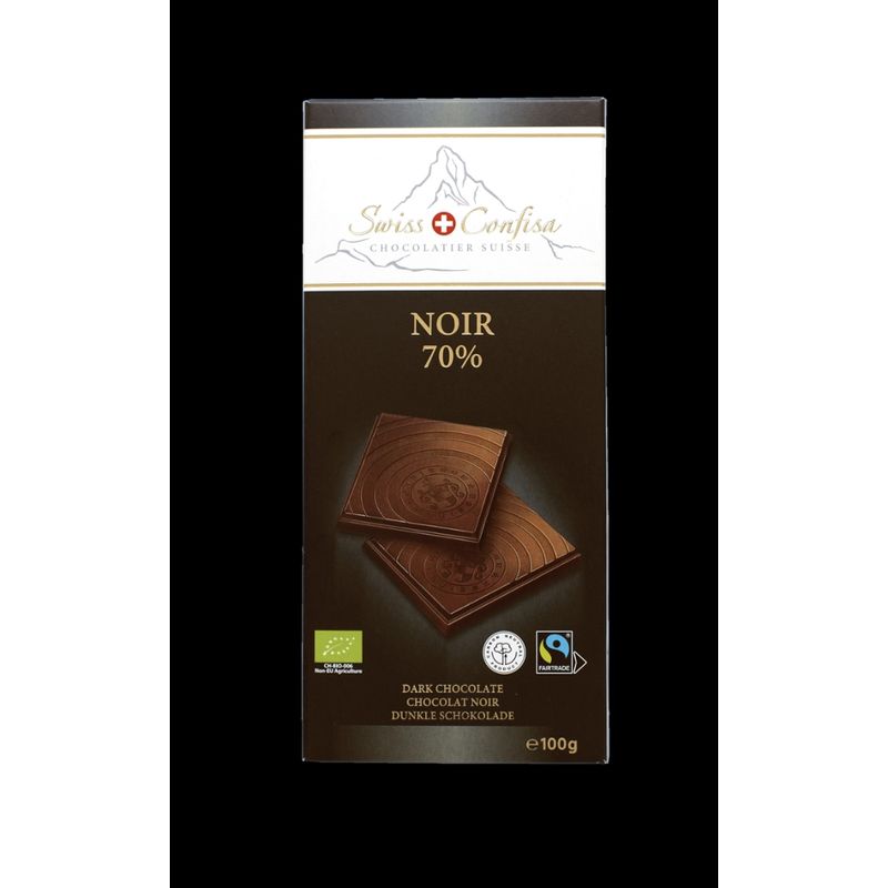 Swiss Confisa Swiss Confisa Dunkel 70% Bio/Fairtrade 100g Flachtafel - Produktbild
