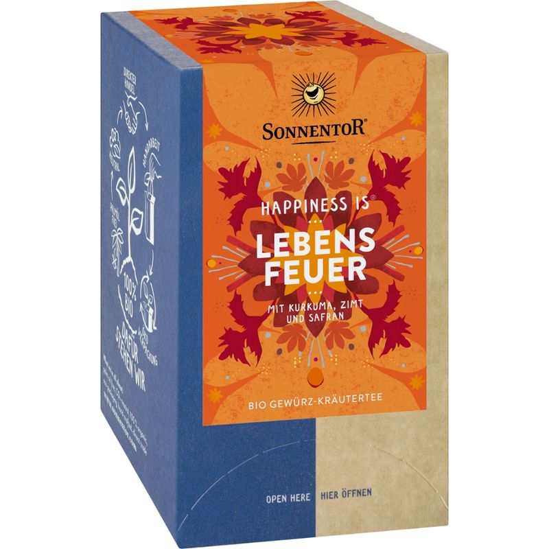 Sonnentor Lebensfeuer Tee Happiness is®, Doppelkammerbeutel - Produktbild