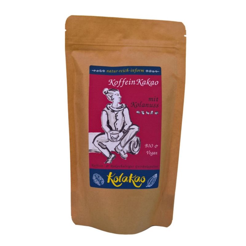KolaKao KolaKao klassisch - der KoffeinKakao mit koffeingebender Kolanuss. Der klassische KoffeinMix auf Kolanussbasis, dezent gesüßt und mit einer Prise Meersalz vollendet. Das Getränkepulver mit schwach entöltem Edelkakao. - Produktbild