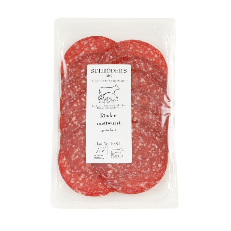 Schröder's Bio Fleisch- und Wurstwaren Rindermettwurst in Scheiben ca. 80 g - Produktbild