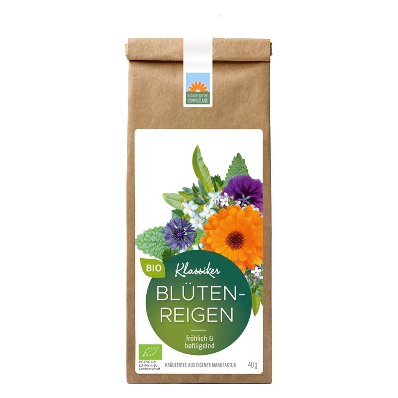 Kräutergarten Pommerland Blütenreigen - Bio Frühstückstee in der Papiertüte - Produktbild