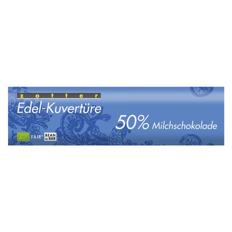 Zotter Schokolade Edel-Kuvertüre 50% Milchschokolade - Produktbild