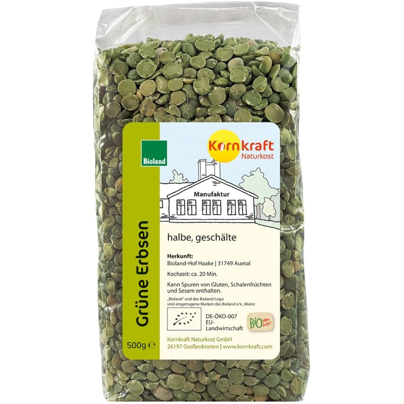 Kornkraft Erbsen, grün halbe Bioland - Produktbild