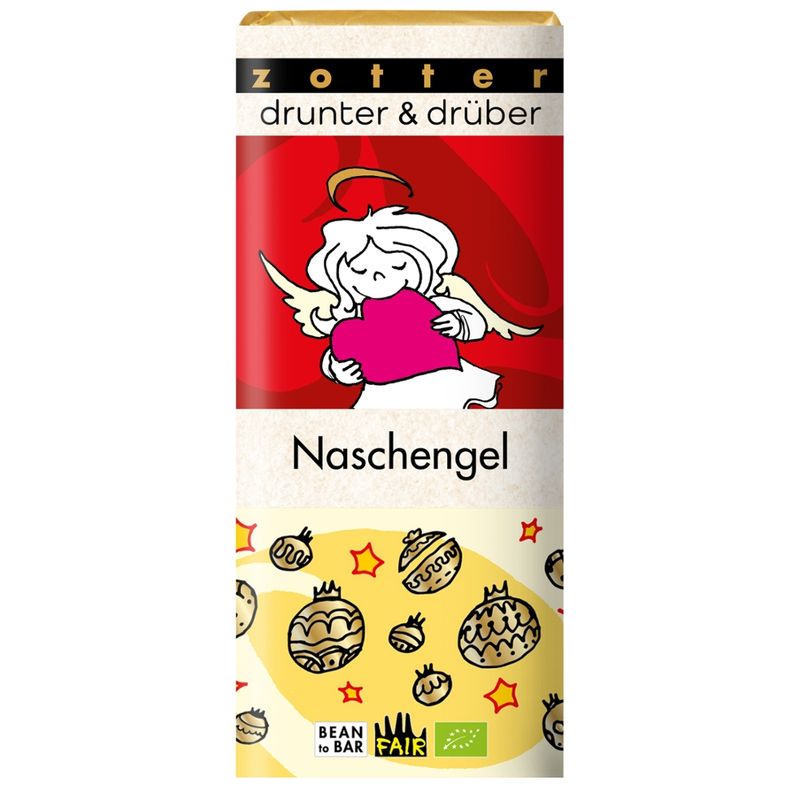 Zotter Schokolade drunter & drüber Naschengel -  Milchschoko + Karamell • Orange - Produktbild