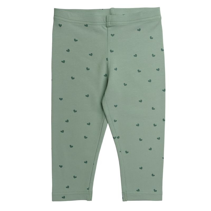 LIVING CRAFTS Mädchen-Caprileggings, 2er Pack, grey melange/green hearts, 104 - Produktbild