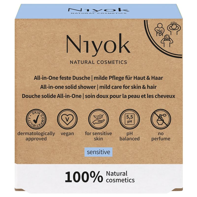 Niyok Douche solide tout-en-un Peau + Cheveux Sensitive - Produktbild