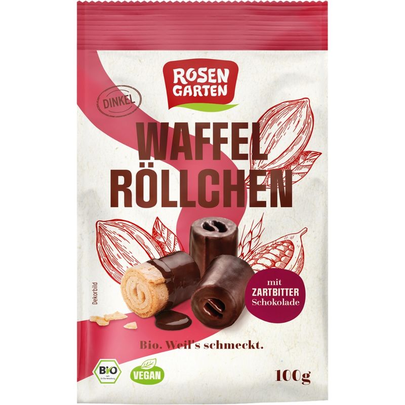 Rosengarten ZB Dinkelwaffelröllchen 100g BIO - Produktbild