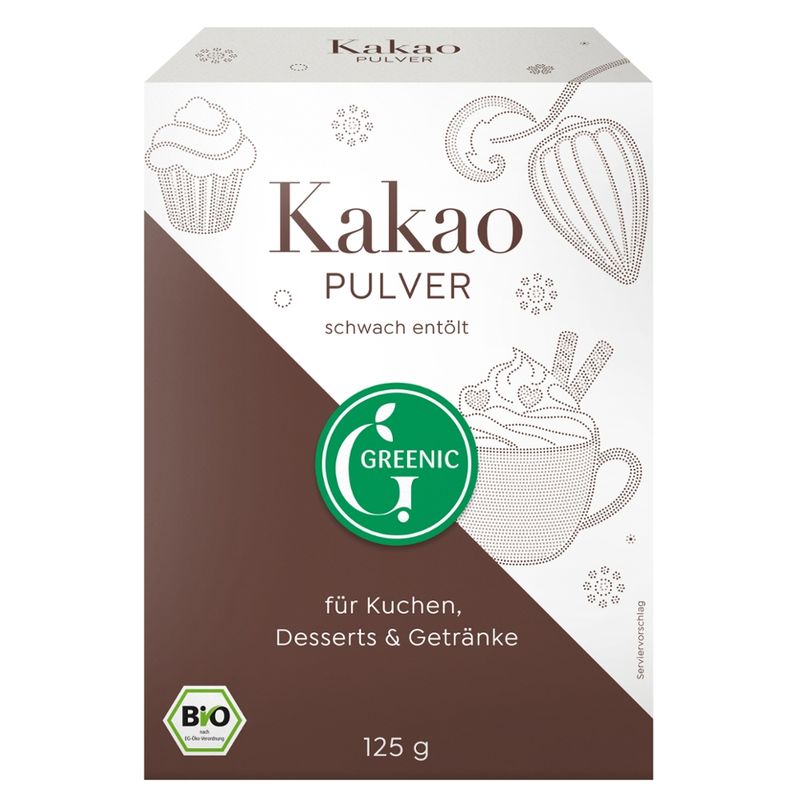 Greenic Kakao Pulver schwach entölt 20-22% Fett - Produktbild
